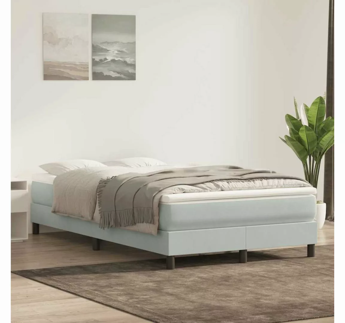 vidaXL Boxspringbett, Boxspringbett ohne Matratze Hellgrau 120x220 cm Samt günstig online kaufen