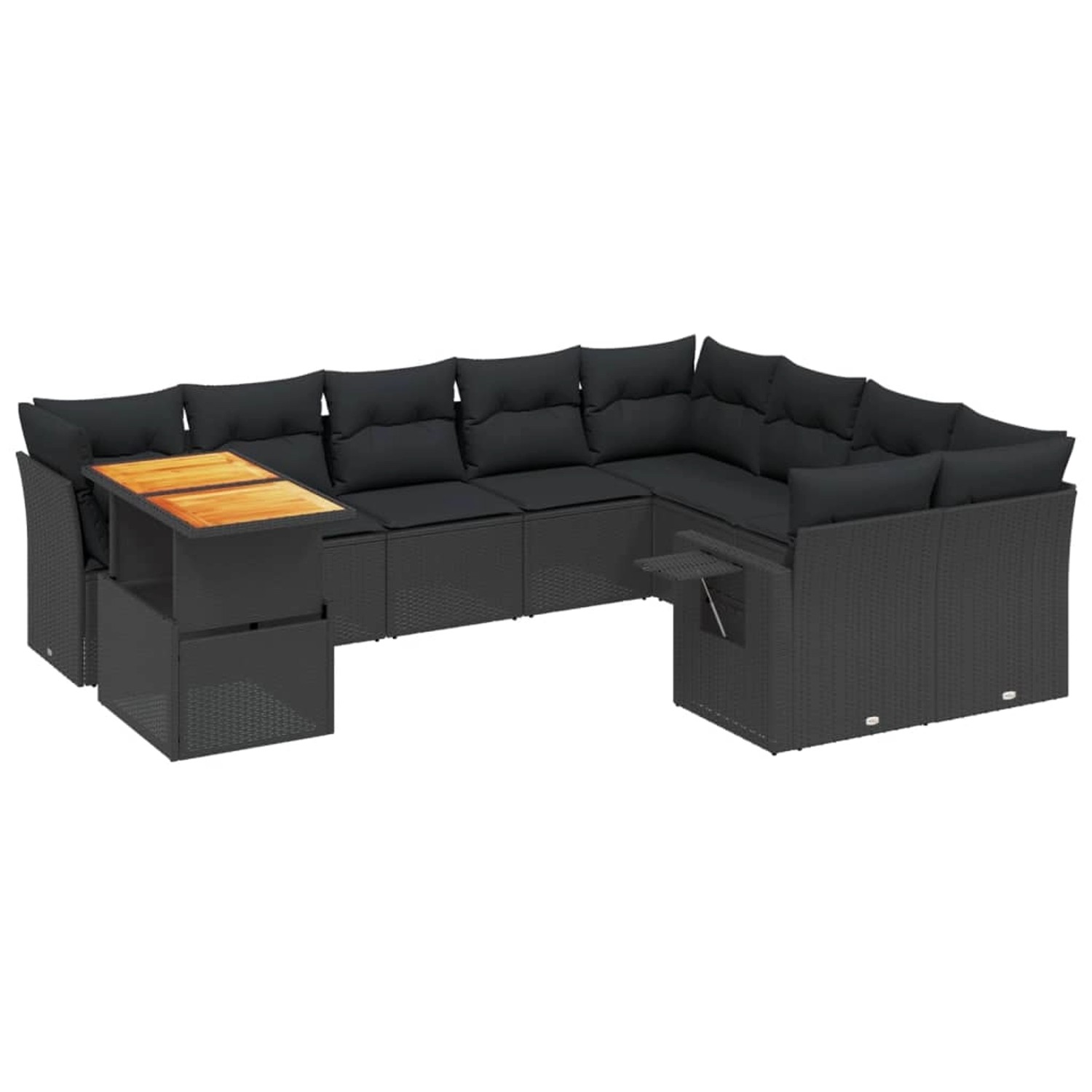 vidaXL 10-Tlg Garten-Sofagarnitur mit Kissen Schwarz Poly Rattan 3271916 günstig online kaufen