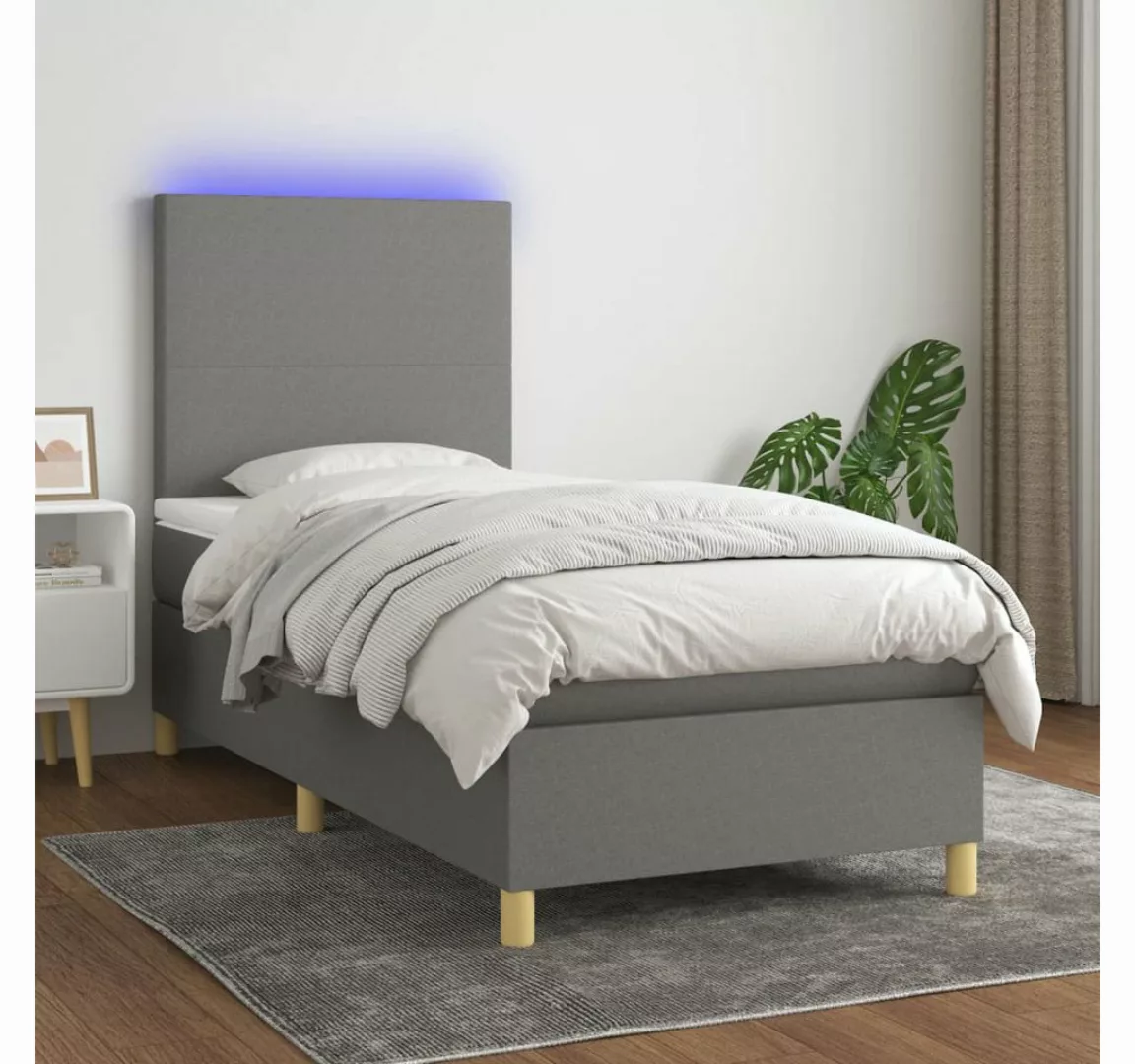 vidaXL Boxspringbett Bett Boxspringbett mit Matratze & Topper & LED (100 x günstig online kaufen