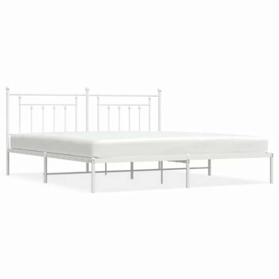 furnicato Bett Bettgestell mit Kopfteil Metall Weiß 200x200 cm günstig online kaufen