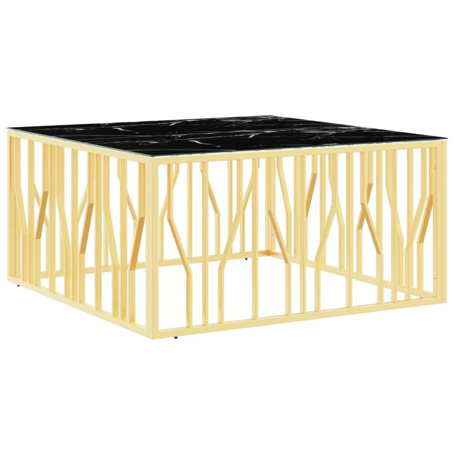 vidaXL Couchtisch Golden 100x100x50 cm Edelstahl und Glas günstig online kaufen