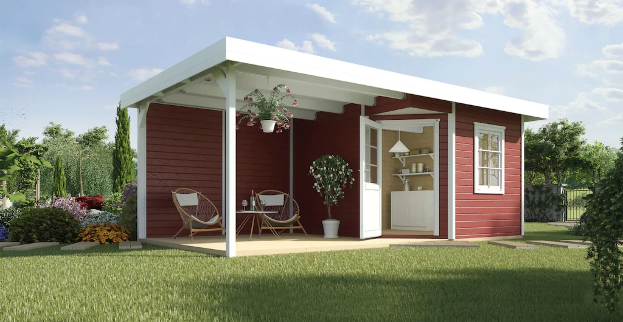Weka Holz-Gartenhaus Flachdach Lasiert 533 cm x 279 cm günstig online kaufen