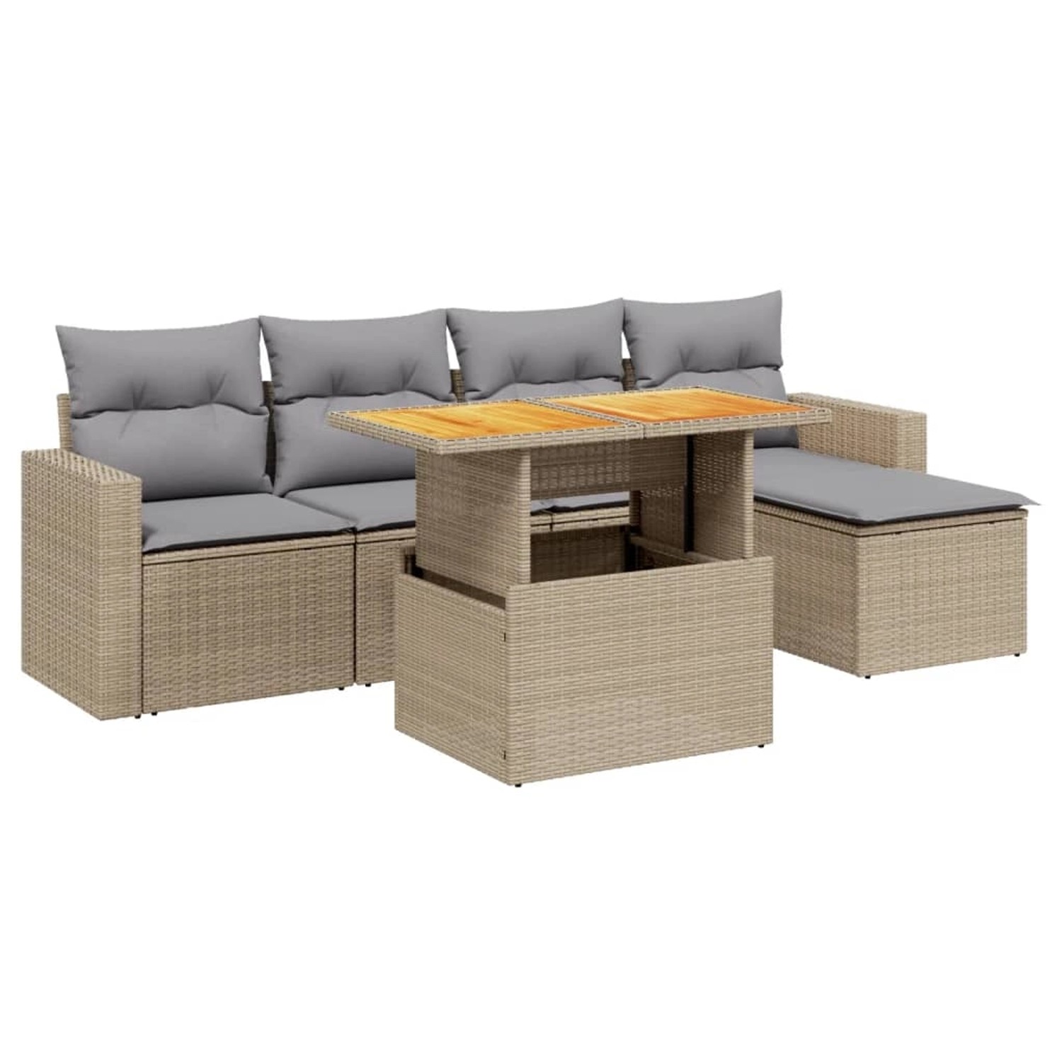 vidaXL 6-tlg Garten-Sofagarnitur mit Kissen Beige Poly Rattan Modell 351 günstig online kaufen