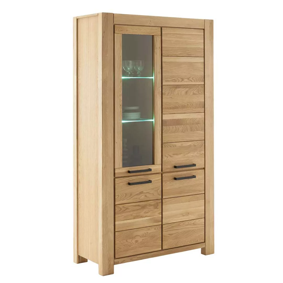 Wohnzimmer Vitrinenschrank Vitrine mit Glastür in Wildeichefarben günstig online kaufen