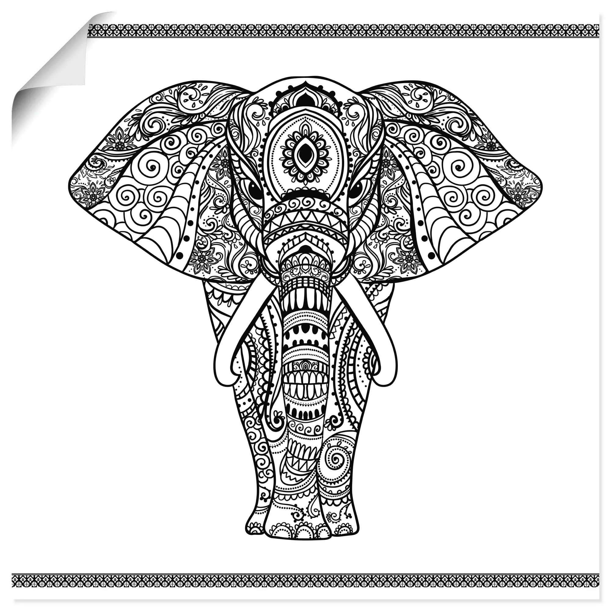 Artland Wandbild "Elefant in Mandala", Wildtiere, (1 St.), als Leinwandbild günstig online kaufen