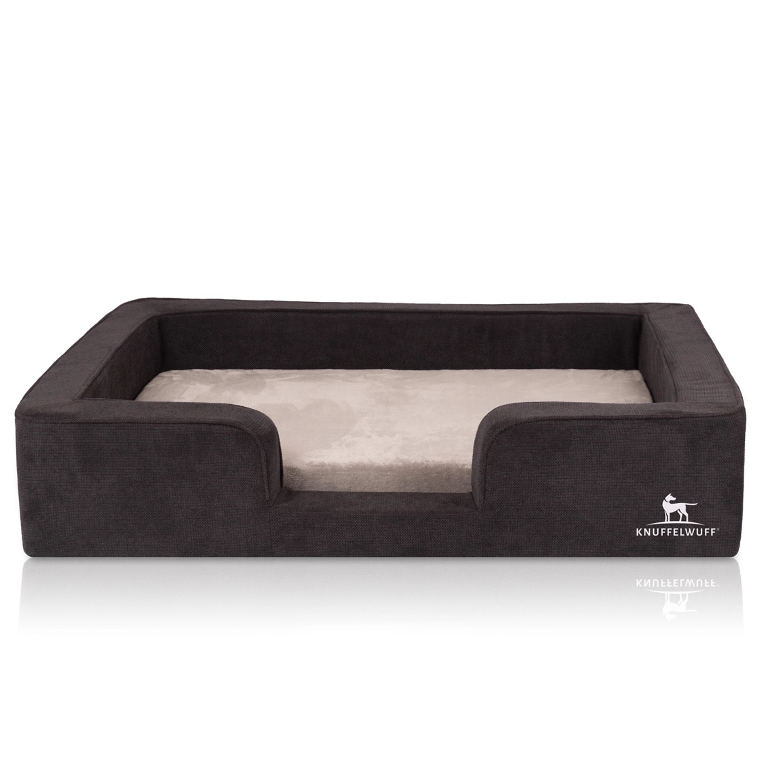 Knuffelwuff Hundebett Bellamy Orthopädisch Velours 80 x 60cm Schwarz günstig online kaufen