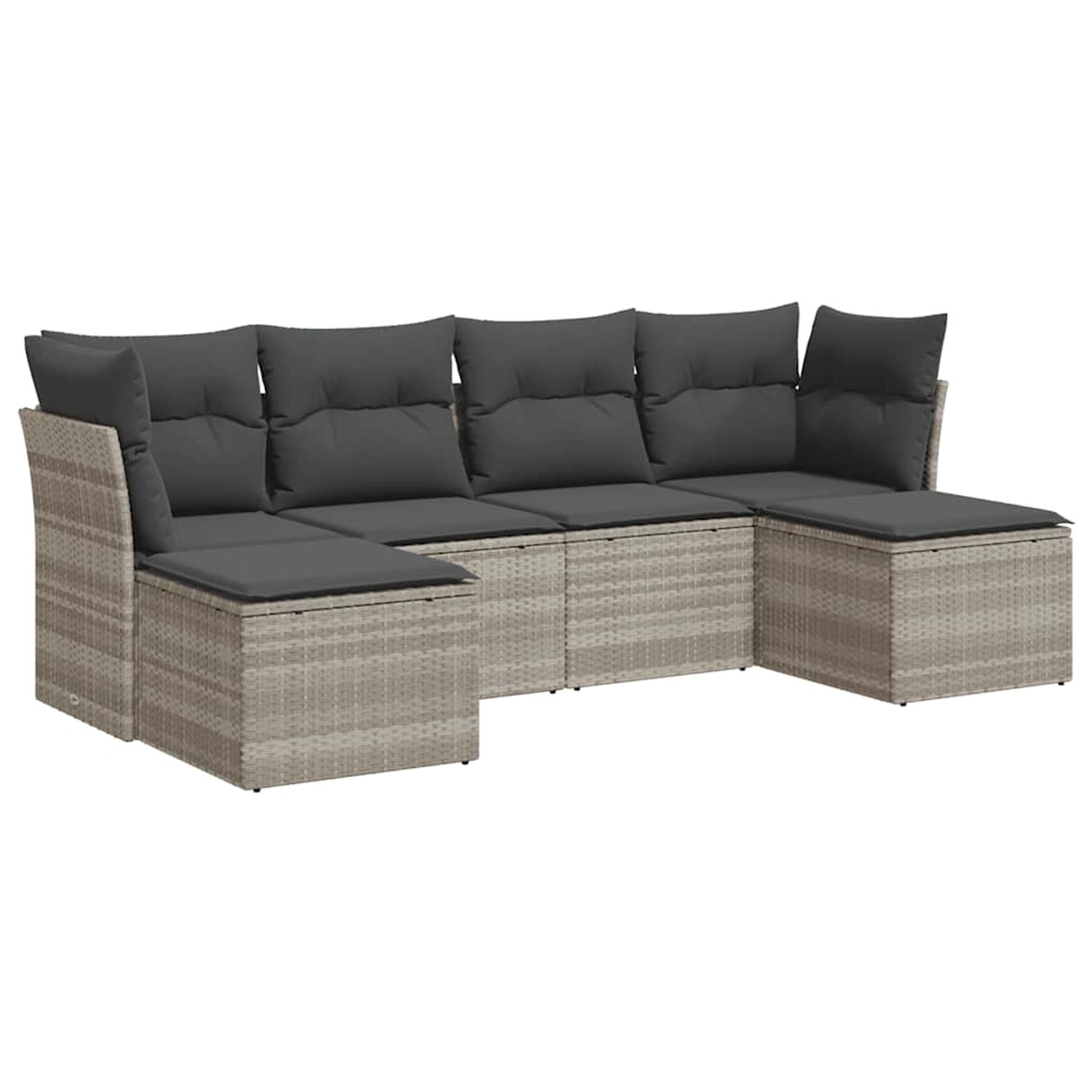 vidaXL 6-Tlg Garten-Sofagarnitur mit Kissen Hellgrau Poly Rattan 3325328 günstig online kaufen