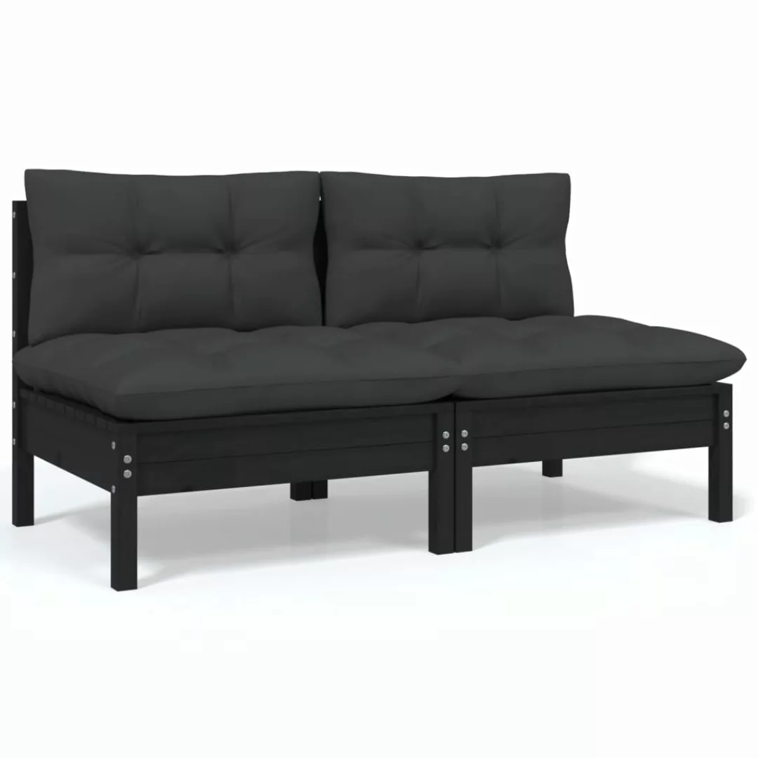 2-sitzer-gartensofa Mit Kissen Schwarz Massivholz Kiefer günstig online kaufen