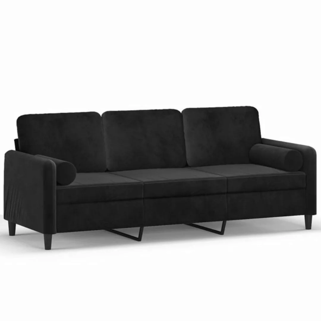 vidaXL Sofa 3-Sitzer-Sofa mit Zierkissen Schwarz 180 cm Samt günstig online kaufen