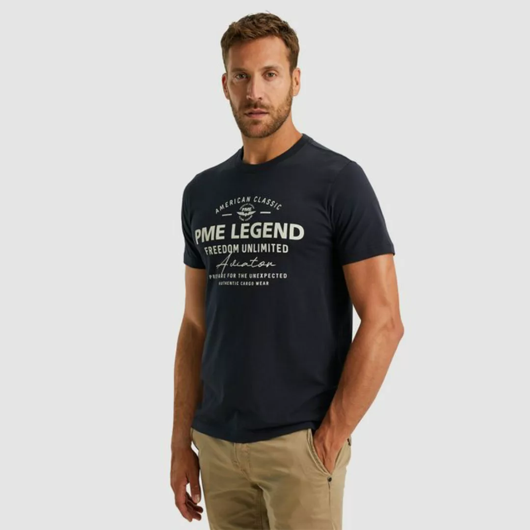 PME LEGEND T-Shirt Short sleeve r-neck single jersey mit Frontprint günstig online kaufen