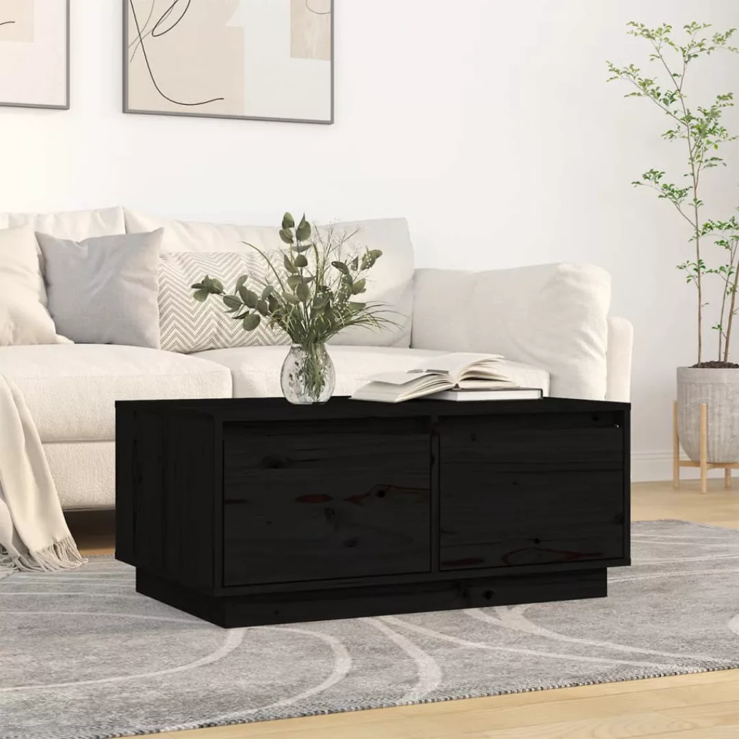 Vidaxl Couchtisch Schwarz 80x50x35 Cm Massivholz Kiefer günstig online kaufen