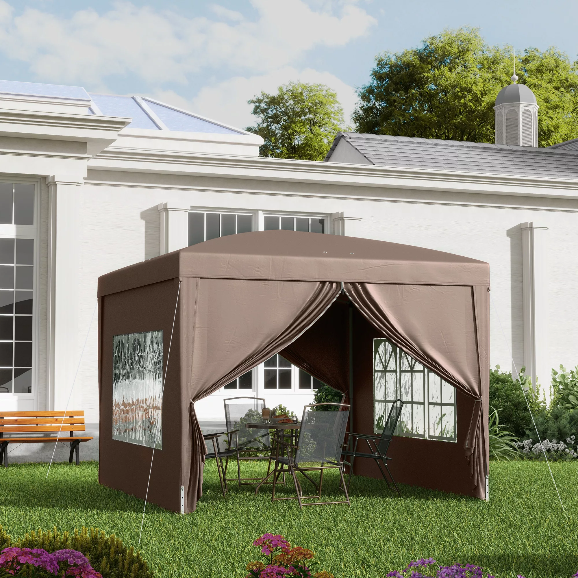 Outsunny Pavillon ca.3x3m, wasserabweisend Stabil Winterfest Pop-up Faltpav günstig online kaufen