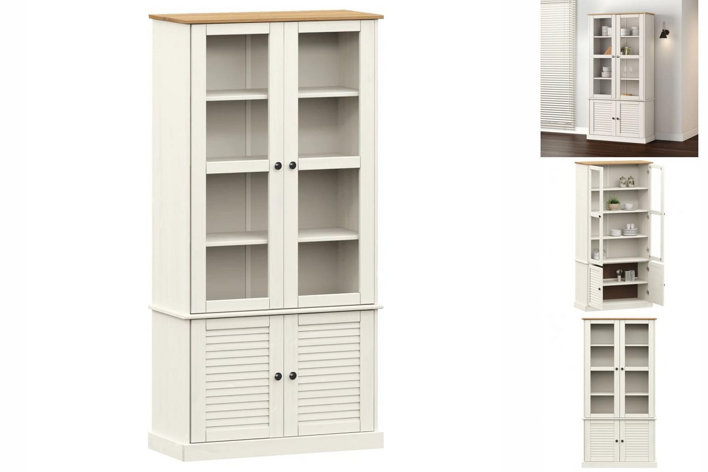 vidaXL Vitrine Vitrine Regal Highboard Vitrinenschrank VIGO Weiß 85x35x170 günstig online kaufen