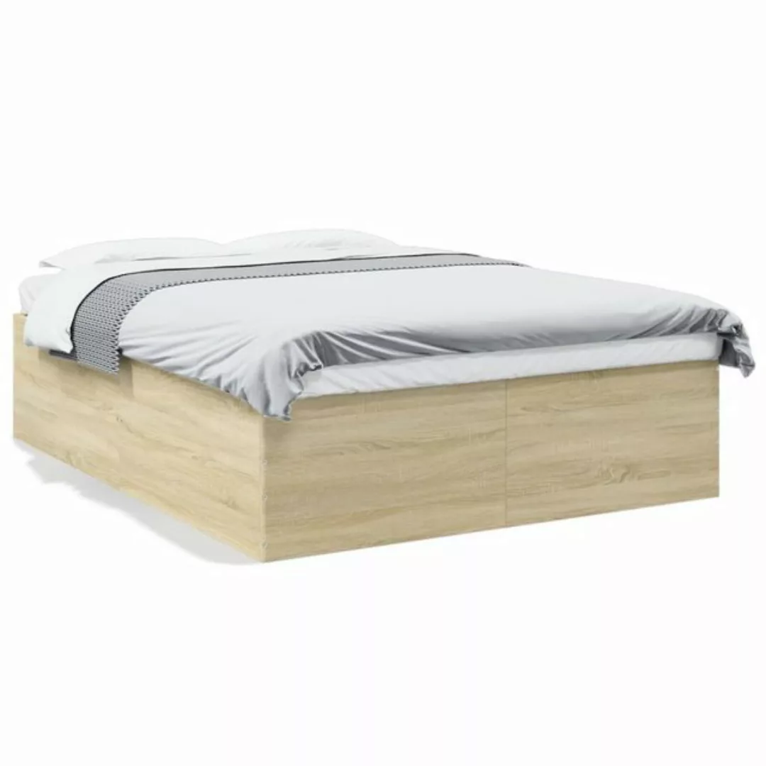 vidaXL Bett Bettgestell Räuchereiche 160x200 cm Holzwerkstoff günstig online kaufen