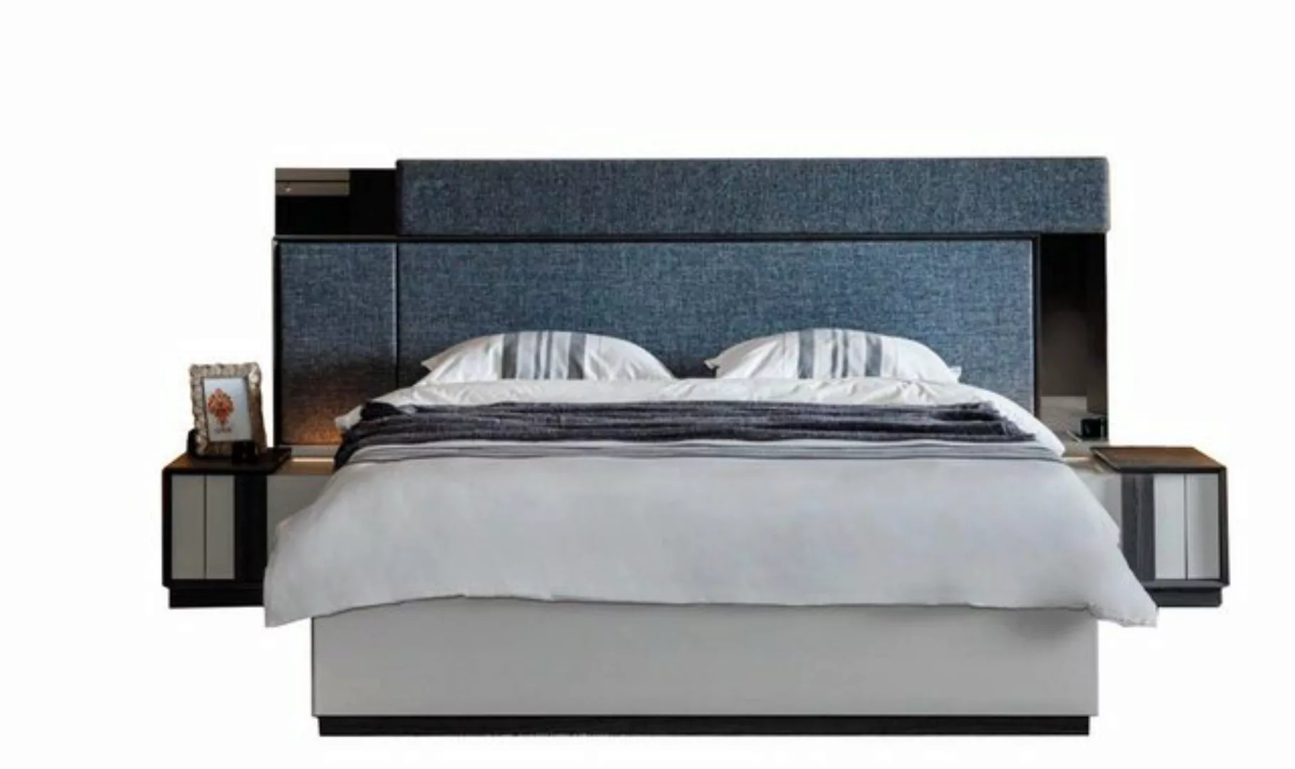 JVmoebel Bett Graues Luxus Schlafzimmer Bett Textil Möbel Betgestell Modern günstig online kaufen