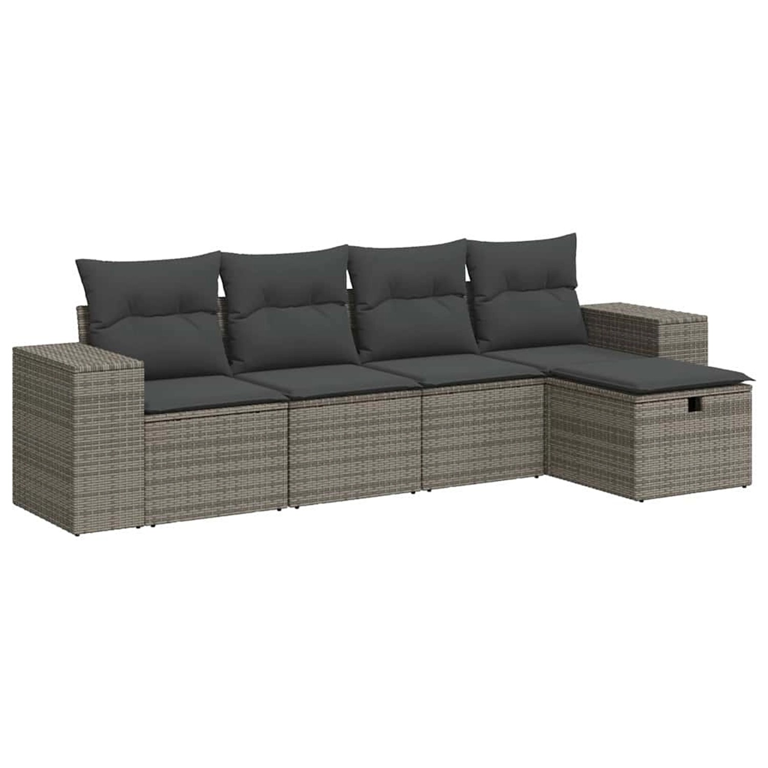 vidaXL 5-Tlg Garten-Sofagarnitur mit Kissen Grau Poly Rattan 3325666 günstig online kaufen
