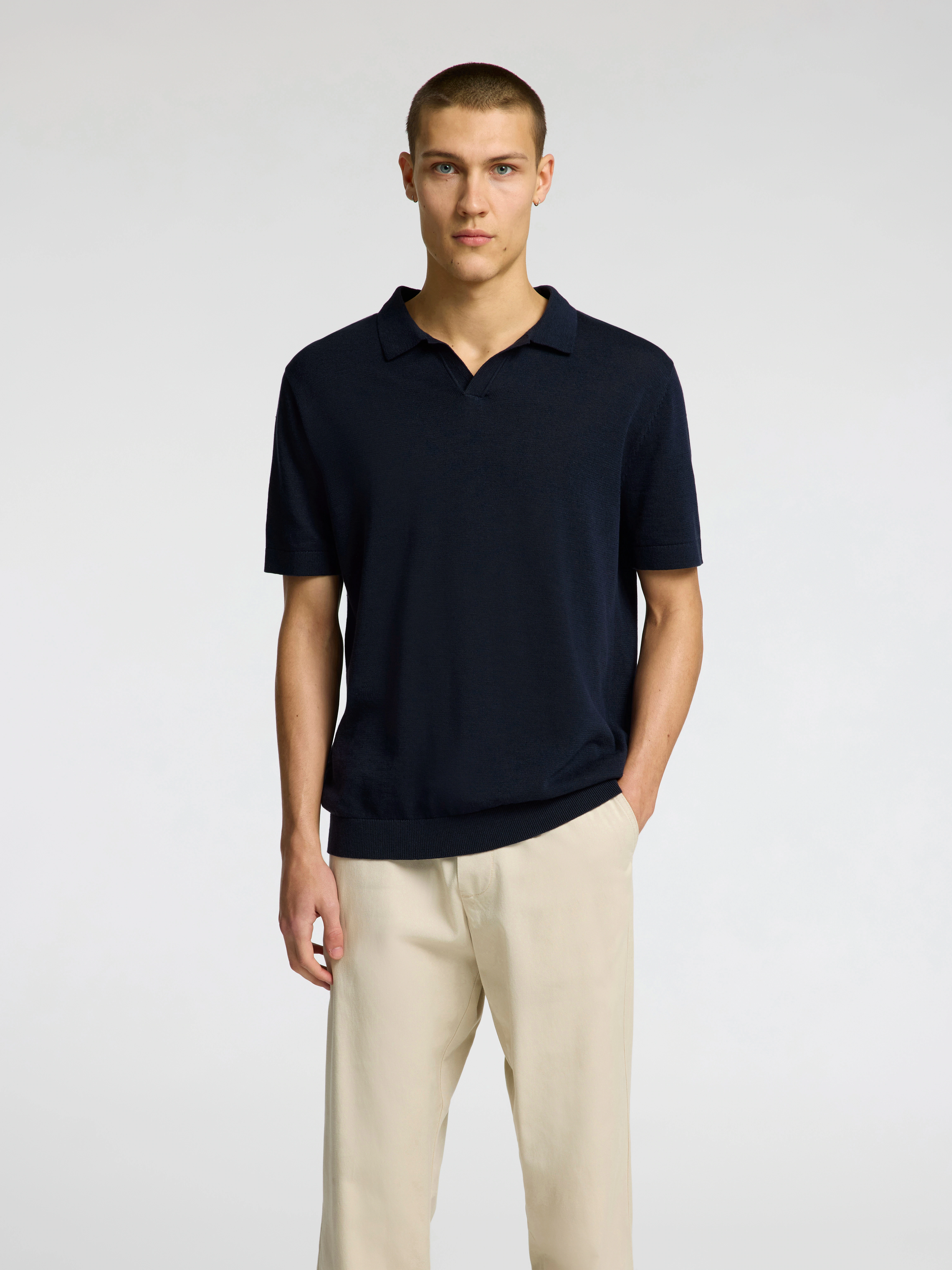 SELECTED HOMME Poloshirt "SLHMATTIS SS KNIT SUN OPEN POLO NOOS" günstig online kaufen