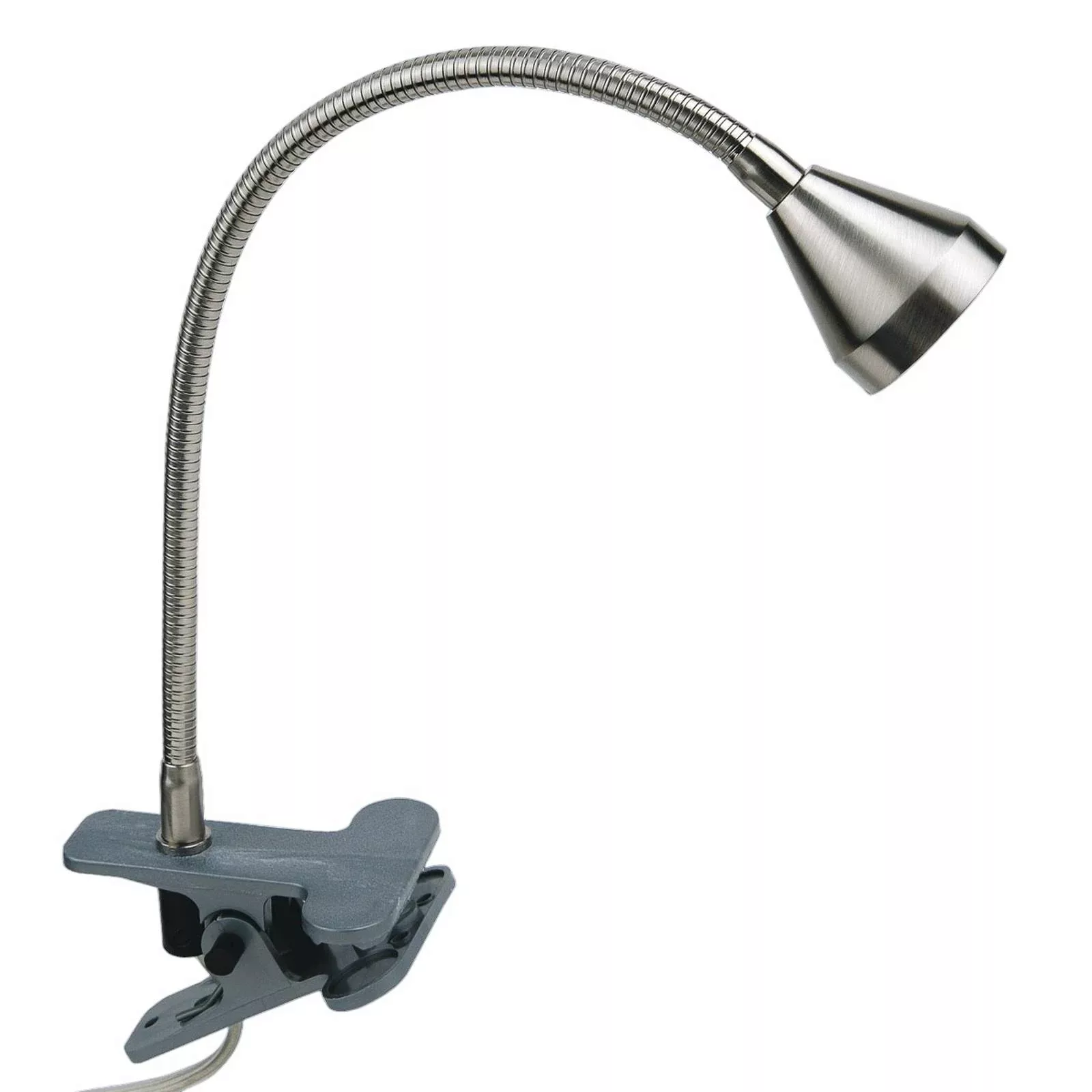 LED-Klemmleuchte Mini, flexibler Arm, nickel, 3.000K günstig online kaufen