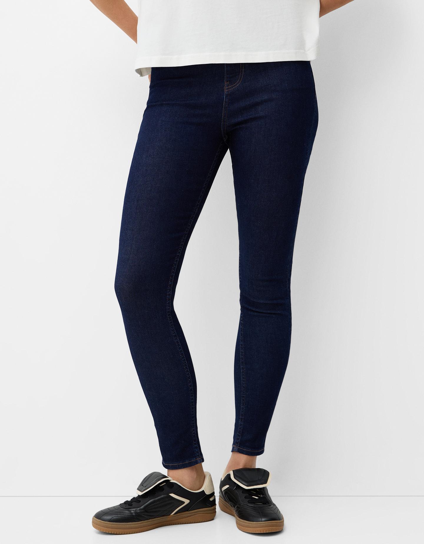 Bershka Skinny-Jeans Mit Sehr Hohem Bund Damen 40 Marinenblau günstig online kaufen