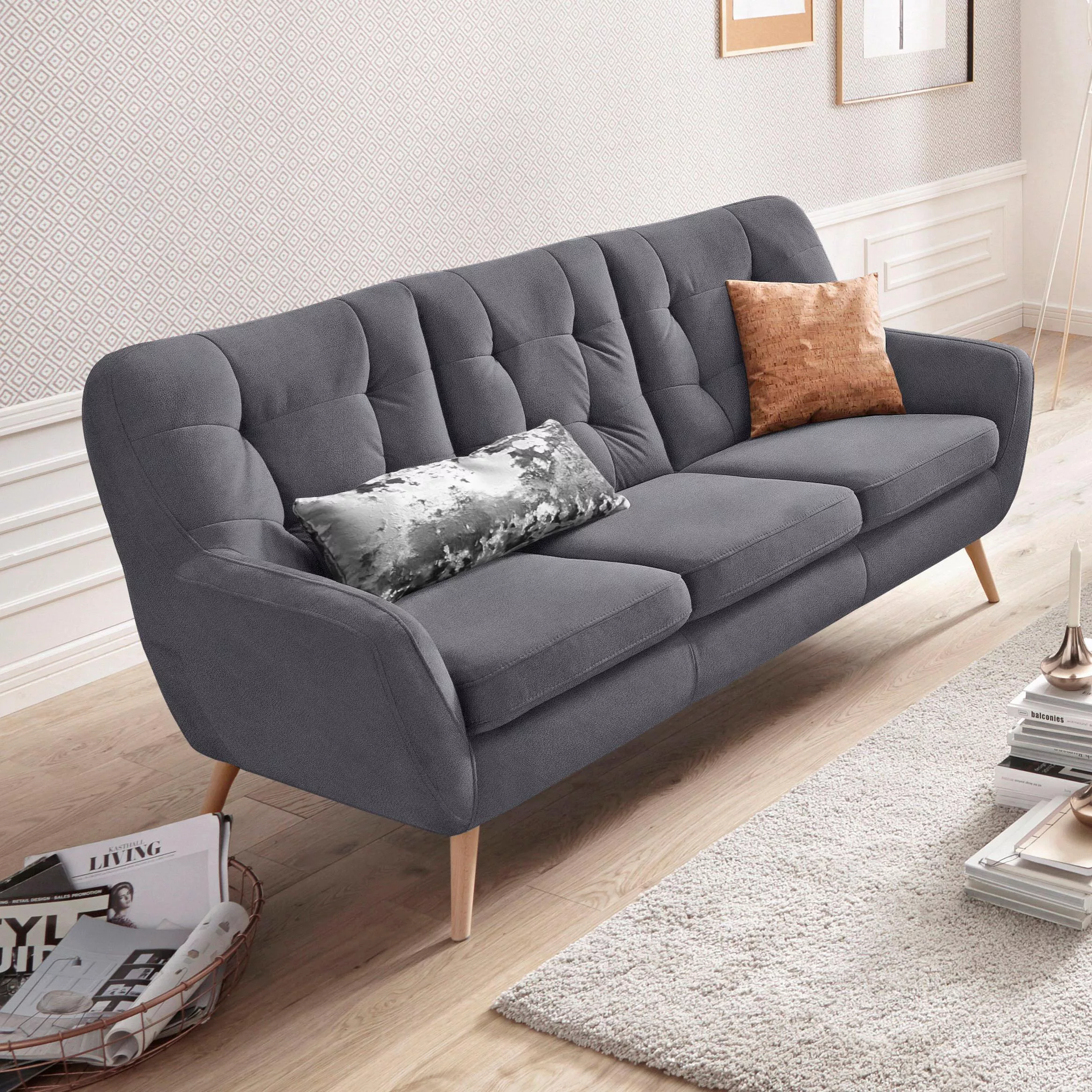 exxpo - sofa fashion 3-Sitzer »Scandi, bequem, aufwendige Rückenpolsterung günstig online kaufen