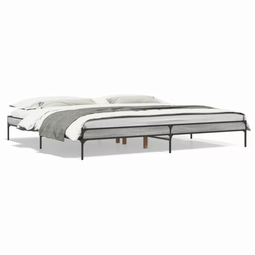 vidaXL Bett Bettgestell Grau Sonoma 200x200 cm Holzwerkstoff und Metall günstig online kaufen