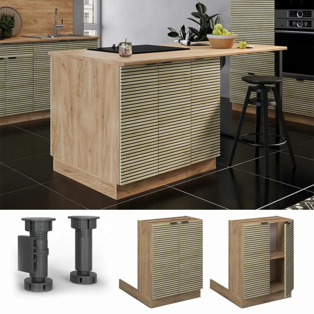Vicco Unterschrank Fame-Line, Eiche Paneel/Goldkraft Eiche, günstig online kaufen