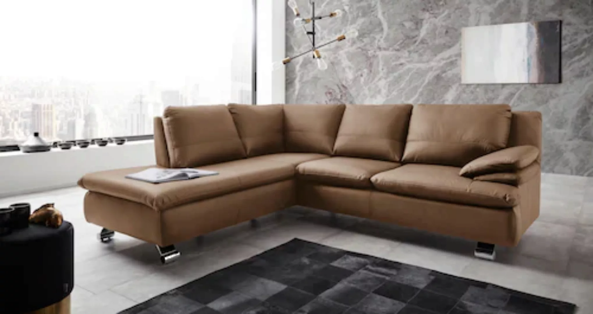 PLACES OF STYLE Ecksofa "Drover L-Form", in Echtleder günstig online kaufen