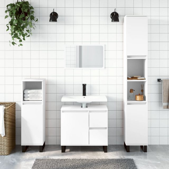 vidaXL Waschbeckenunterschrank Badschrank Weiß 65x33x60 cm Holzwerkstoff (1 günstig online kaufen