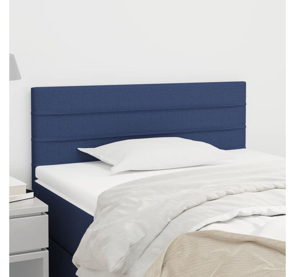 vidaXL Bett, Kopfteil Blau 90x5x78/88 cm Stoff günstig online kaufen