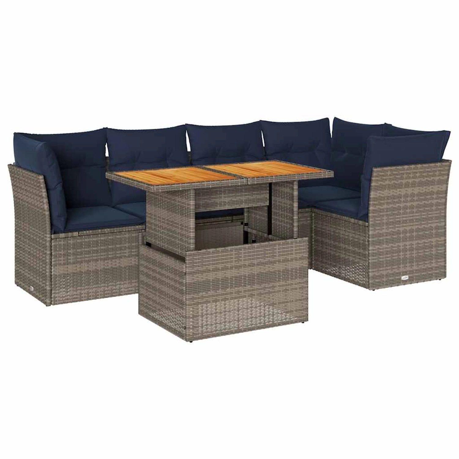 vidaXL 6-Tlg Garten-Sofagarnitur mit Kissen Grau Poly Rattan 3326931 günstig online kaufen