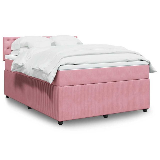 vidaXL Boxspringbett, Boxspringbett mit Matratze Rosa 140x200 cm Samt günstig online kaufen