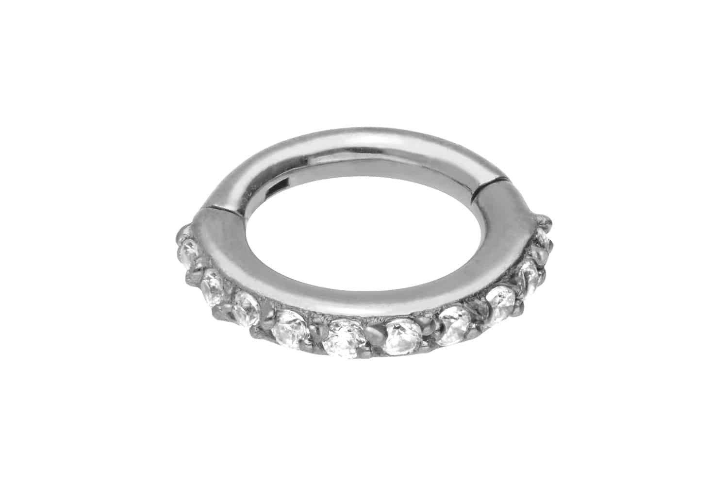PIERCINGLINE Nasenpiercing Chirurgenstahl Segmentring Clicker EINGEFASSTE günstig online kaufen