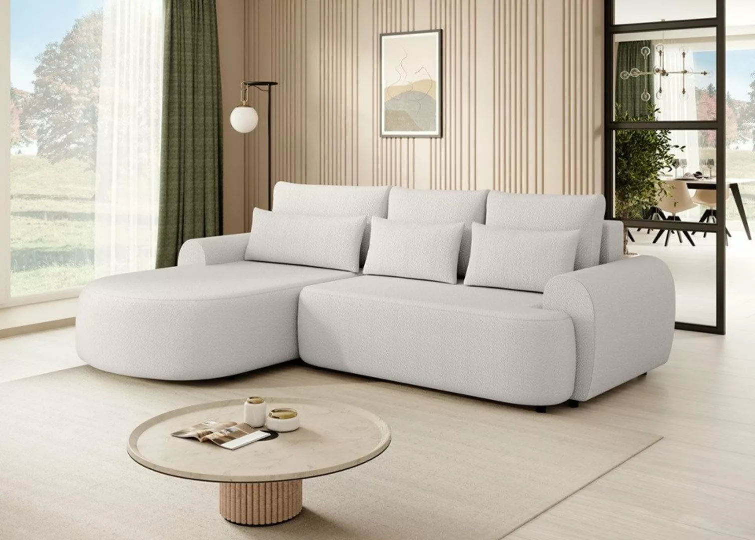 Beautysofa Ecksofa Olivio, mit Wellenunterfederung, Ecke gepolstert beige günstig online kaufen