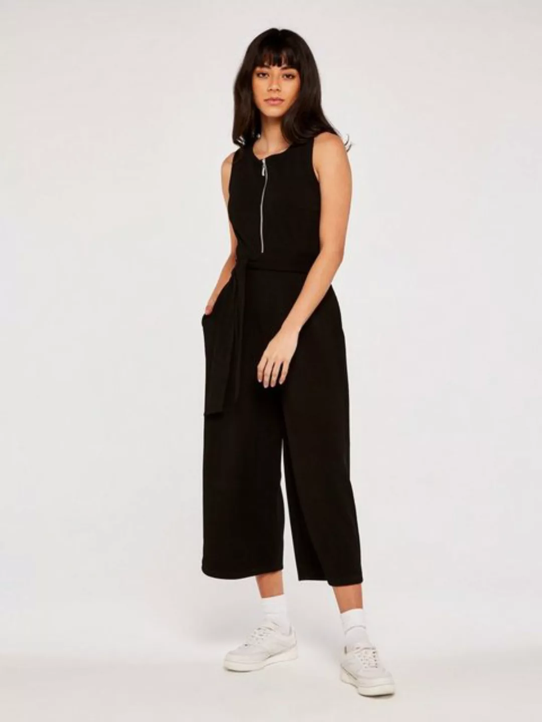 Apricot Jumpsuit Zip Front Culotte Jumpsuit, mit Taillenband. mit Reißversc günstig online kaufen