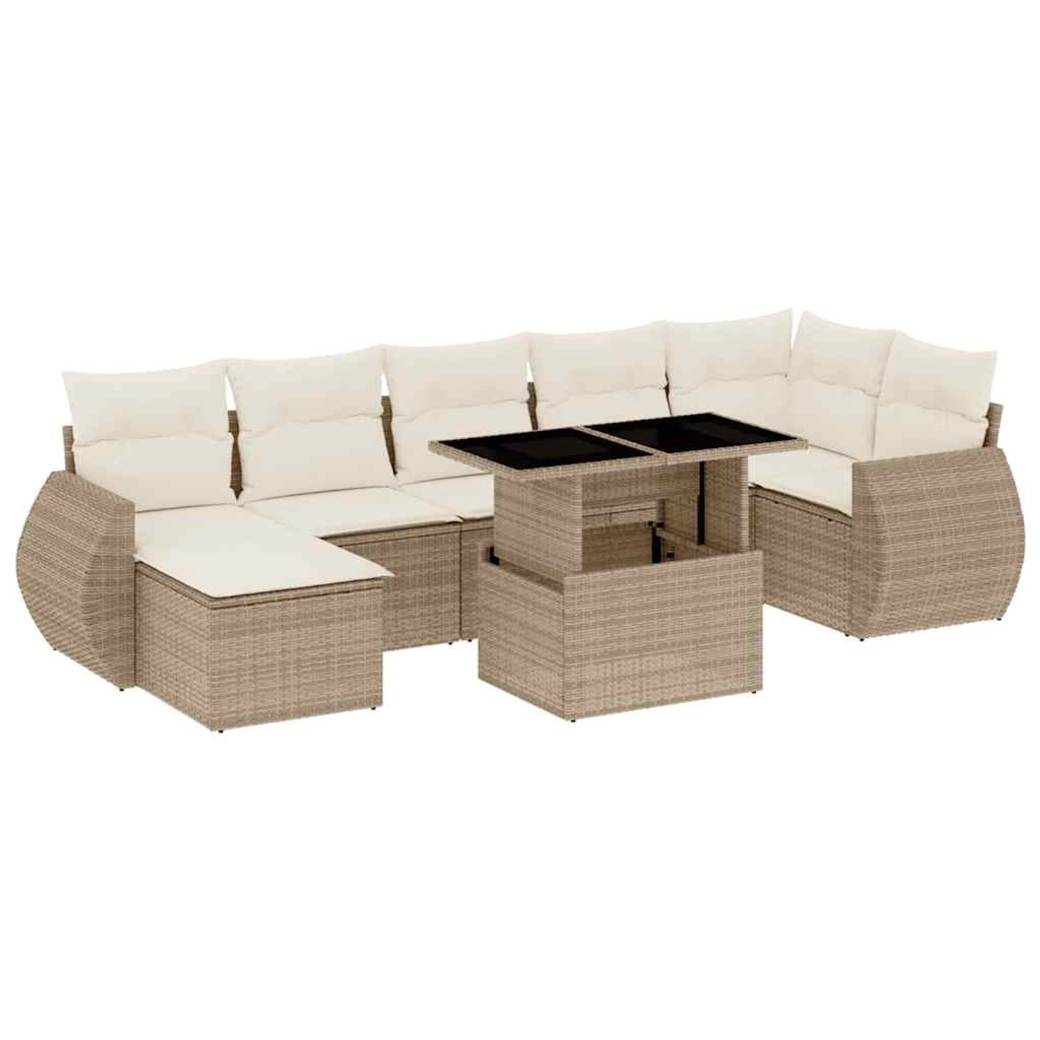 vidaXL 8-Tlg Garten-Sofagarnitur mit Kissen Beige Poly Rattan 3268688 günstig online kaufen