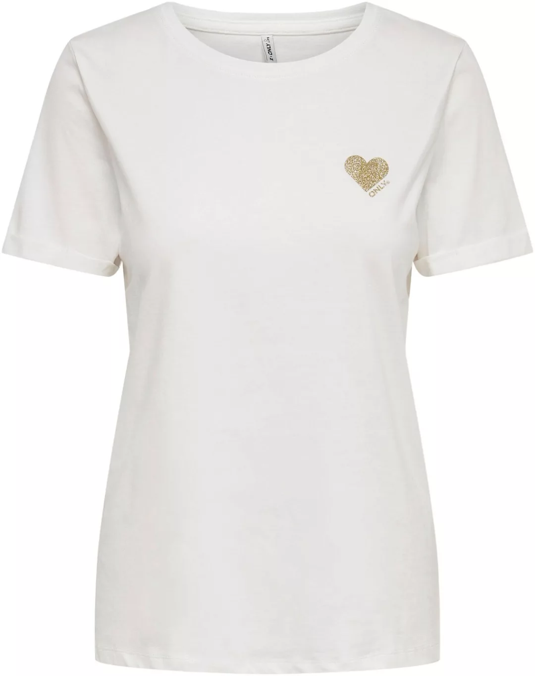 ONLY T-Shirt Einfarbiges Basic T-Shirt mit Brand Herz ONLKITA (1-tlg) 4232 günstig online kaufen