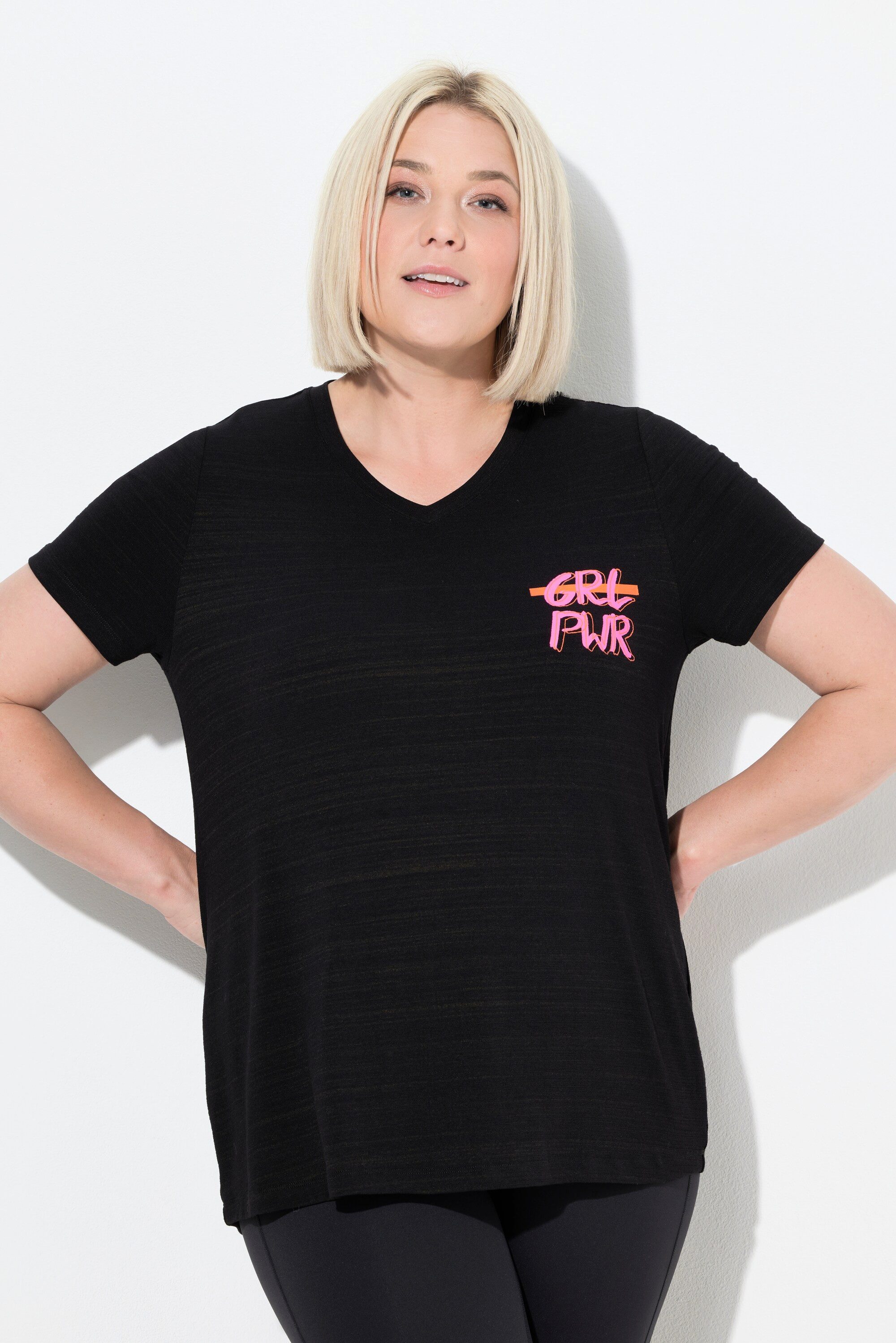 Ulla Popken T-Shirt Funktions-Shirt Cut-Outs V-Ausschnitt günstig online kaufen