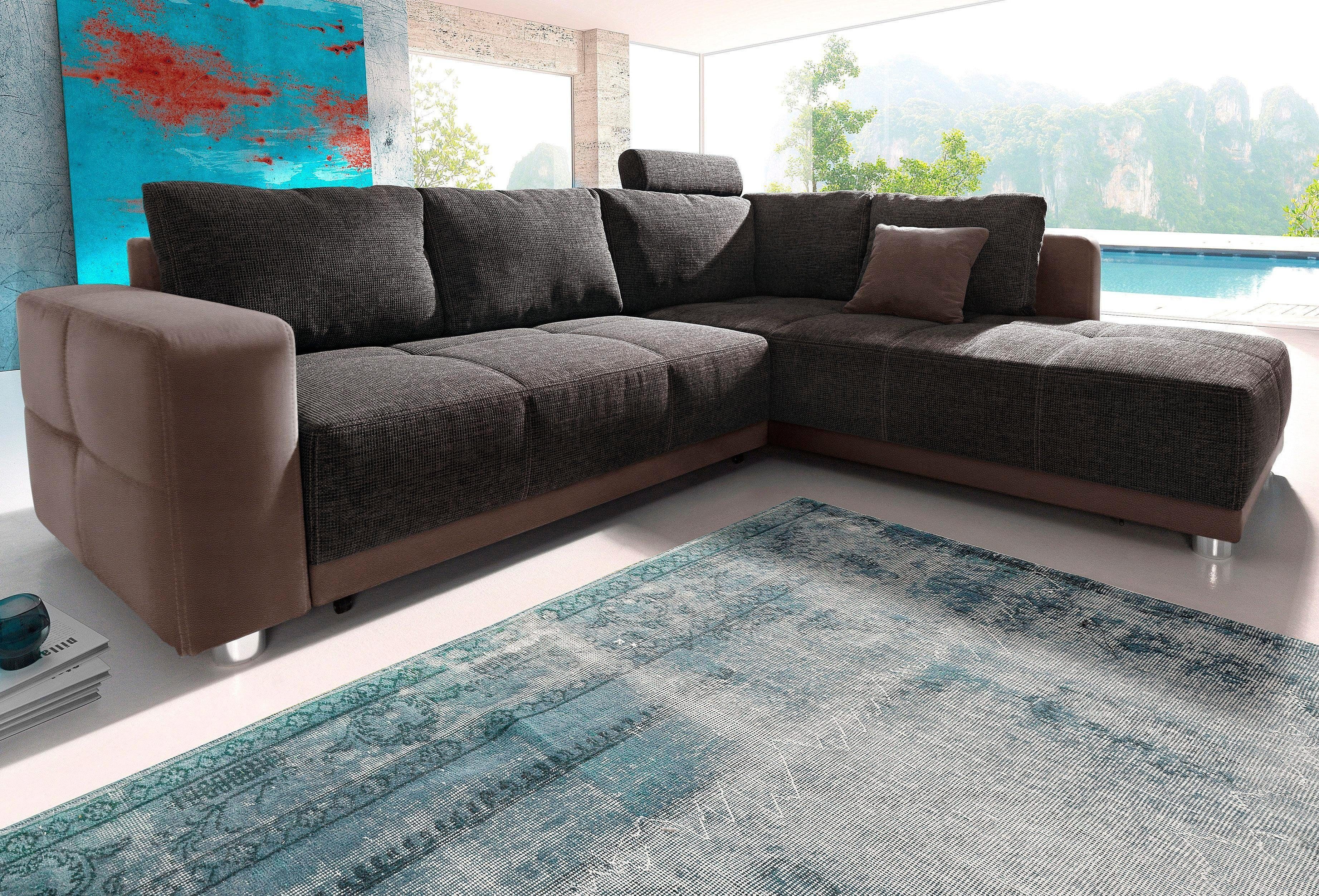 Places of Style Ecksofa, mit Bettfunktion, Bettkasten und Federkern, wahlwe günstig online kaufen
