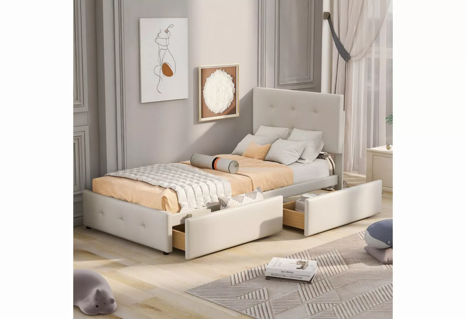 Celya Polsterbett Einzelbett Kinderbett Jugendbett Gästebett 90 x 200 cm, R günstig online kaufen