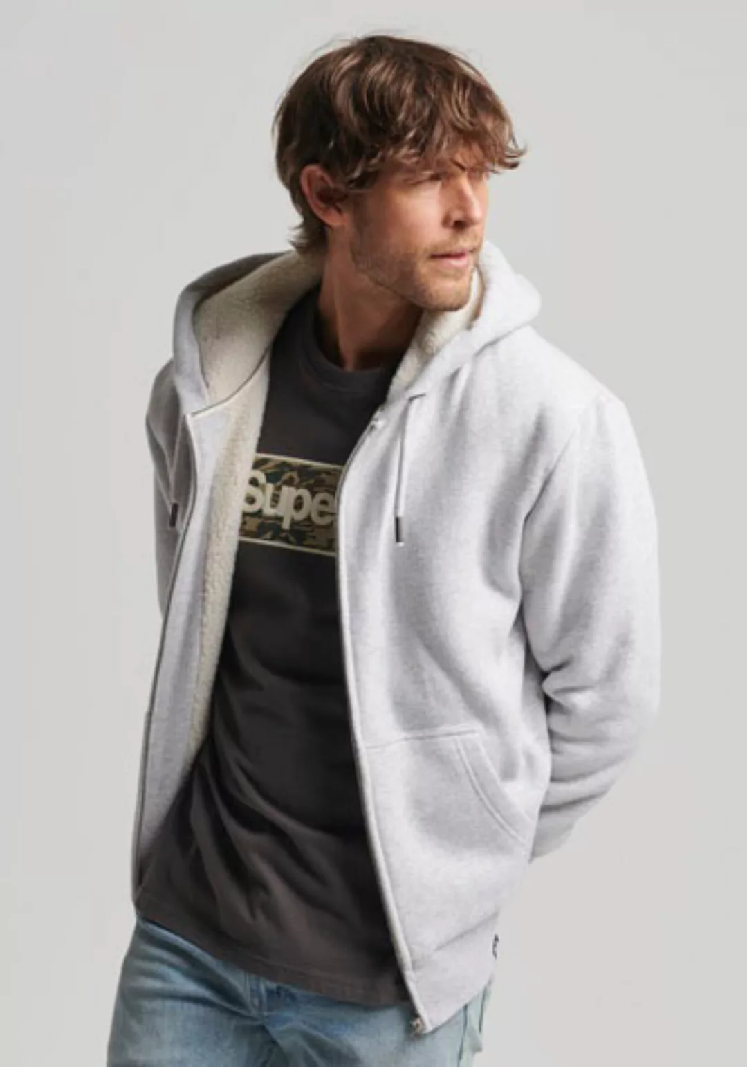 Superdry Kapuzensweatjacke "SD-BORG LINED ZIP HOOD" günstig online kaufen