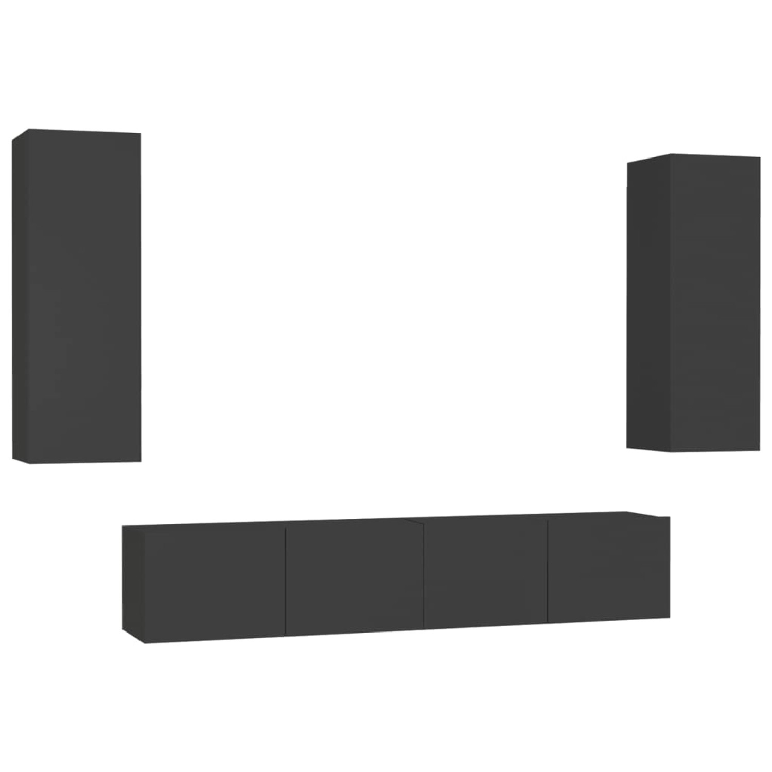 vidaXL 4-tlg. TV-Schrank-Set Schwarz Holzwerkstoff 6 günstig online kaufen