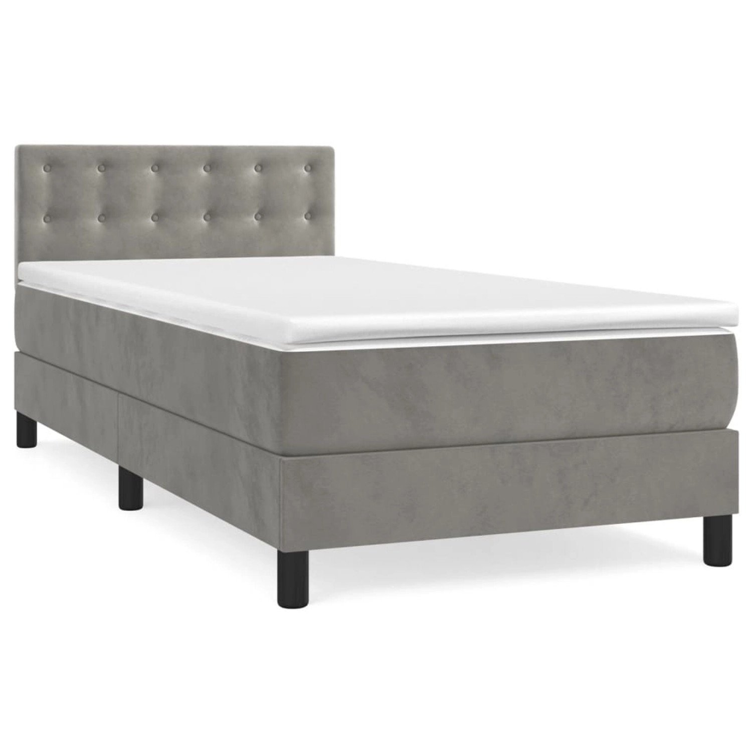 Vidaxl Boxspringbett Mit Matratze Hellgrau 80x200 Cm Samt günstig online kaufen