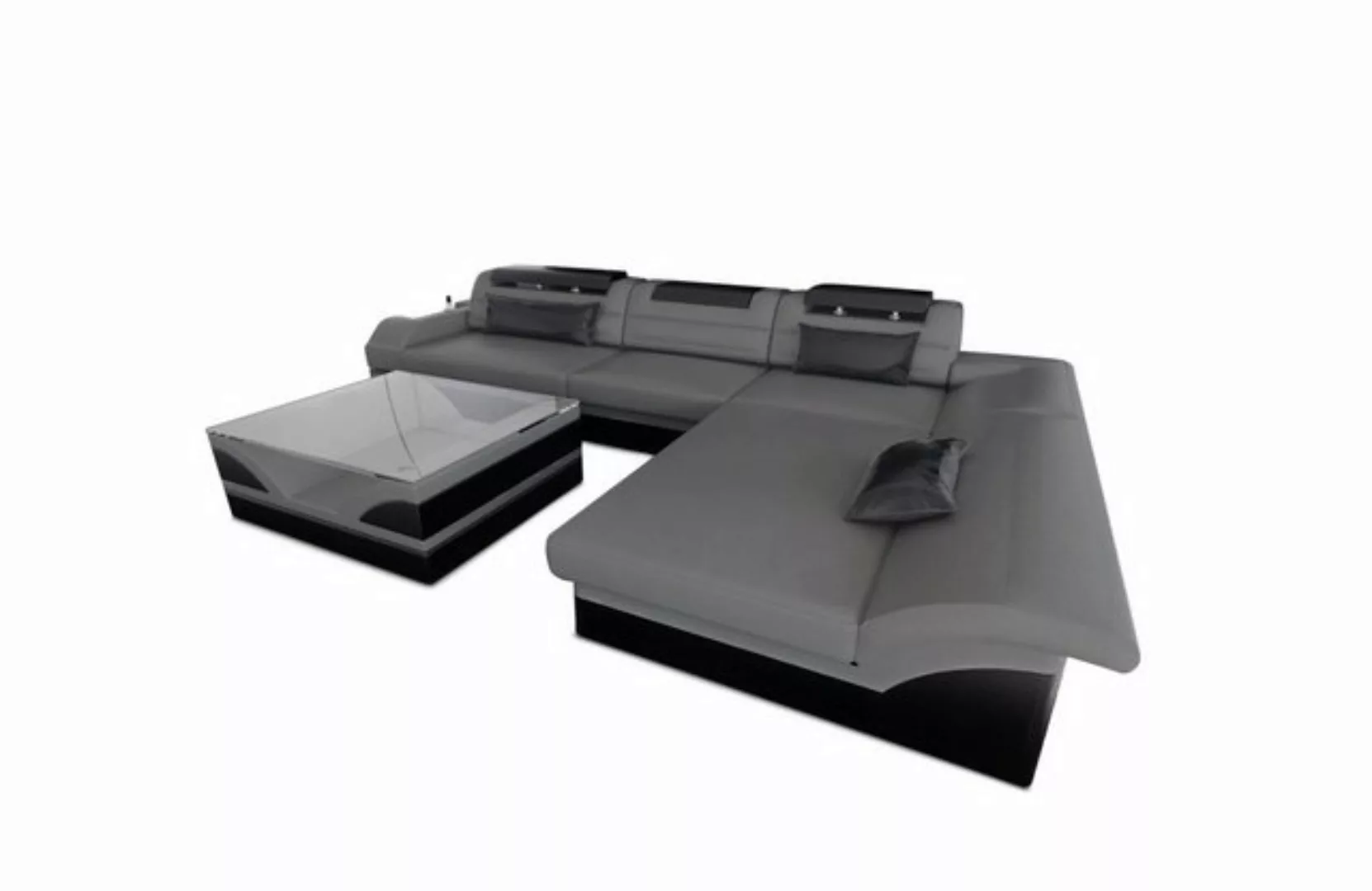 Sofa Dreams Ecksofa Couch Leder Sofa Monza L Form Ledersofa, Couch, mit LED günstig online kaufen