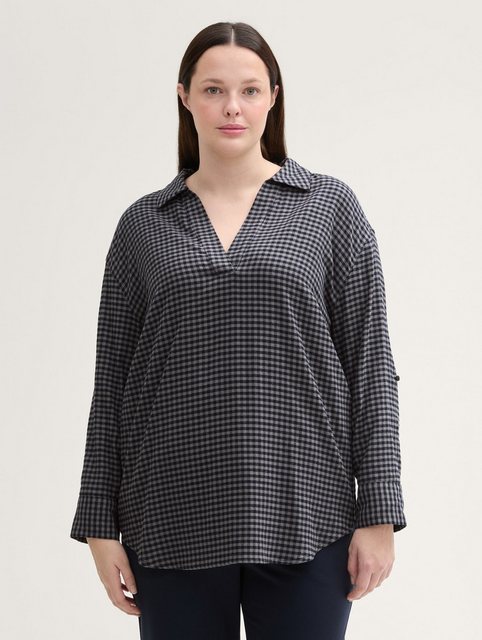 TOM TAILOR PLUS Langarmbluse Plus Size - Flanellbluse mit Karomuster mit la günstig online kaufen