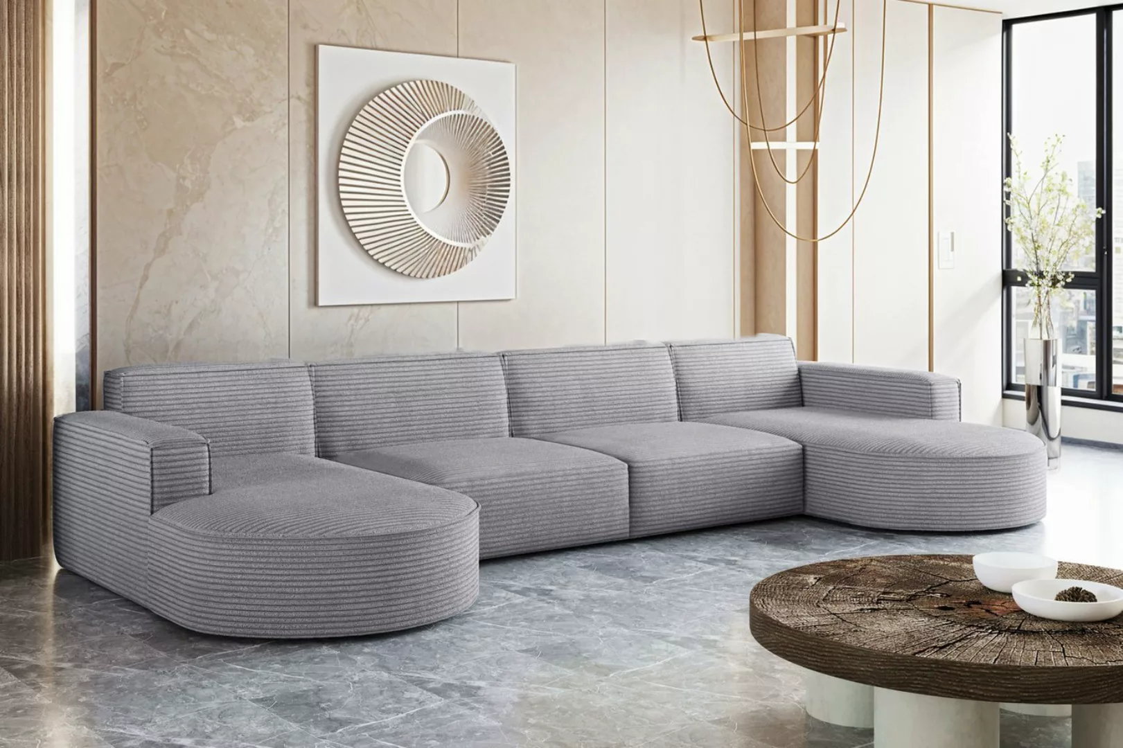 Kaiser Möbel Ecksofa Designer MODENA U XL stoff Dicker cord Poso, Viele Far günstig online kaufen