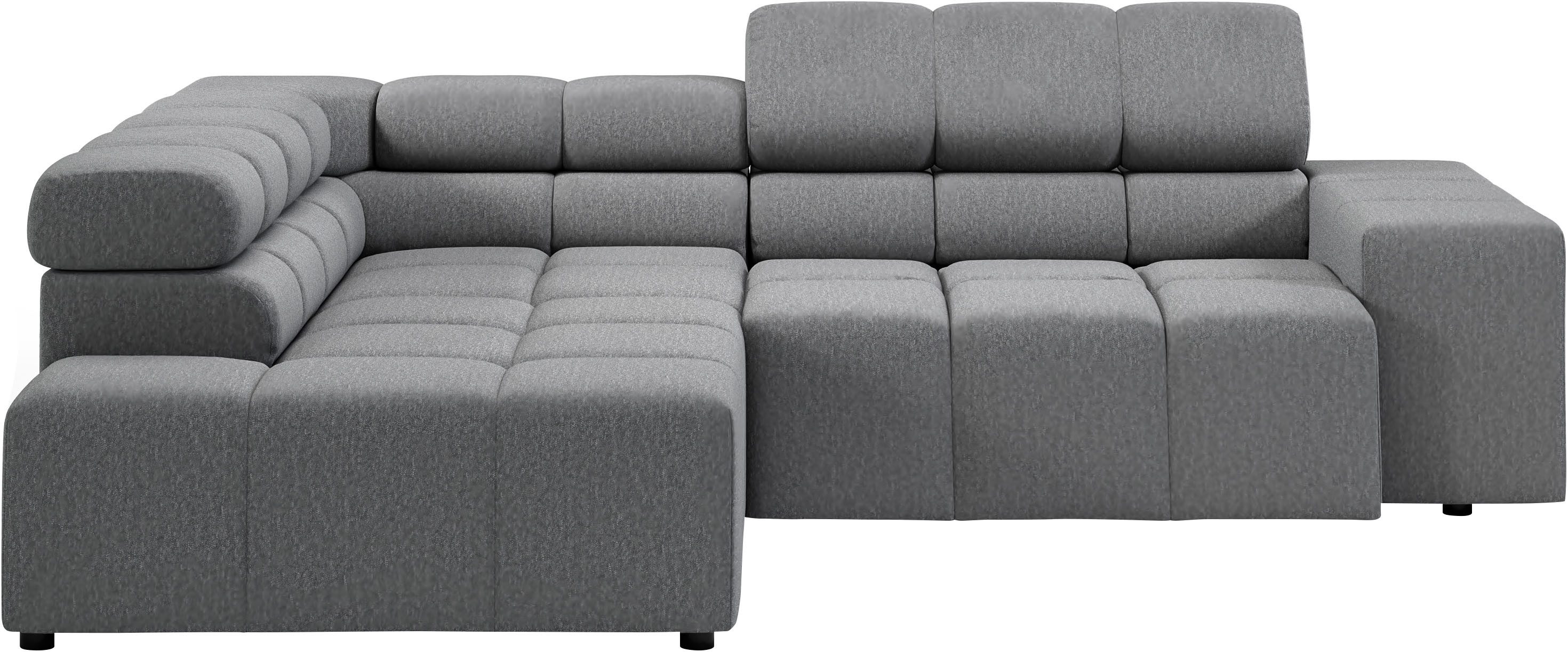 INOSIGN Ecksofa "Ancona, incl. Kopfteilverstellung + 3 Zierkissen, L-Form, günstig online kaufen