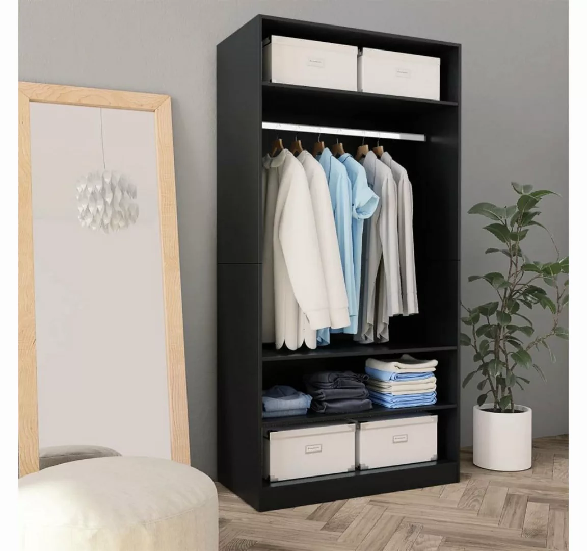 furnicato Kleiderschrank Schwarz 100x50x200 cm Holzwerkstoff (1-St) günstig online kaufen