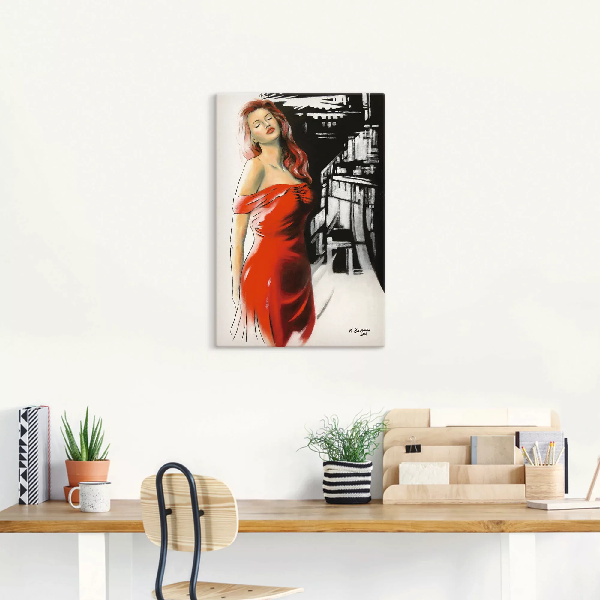 Artland Wandbild "Schönheit im roten Kleid", Frau, (1 St.), als Alubild, Ou günstig online kaufen