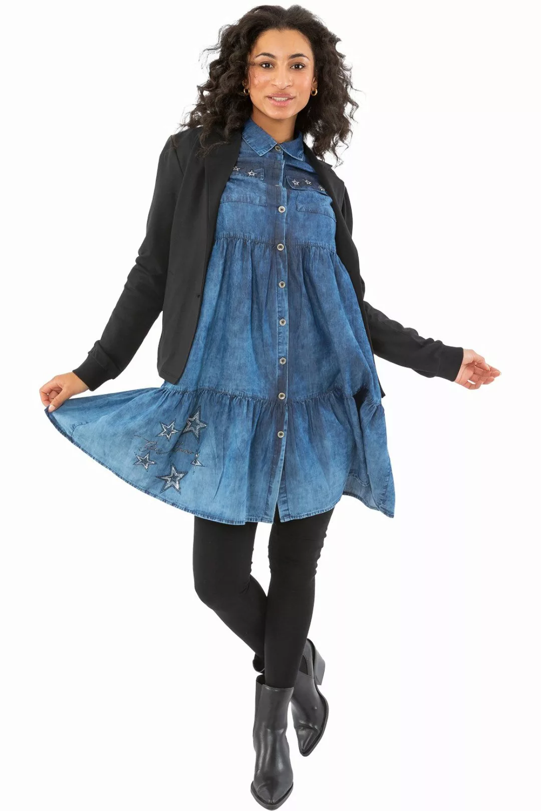 Gio Milano Jeanskleid G29-5104, mit Strassbesatz günstig online kaufen