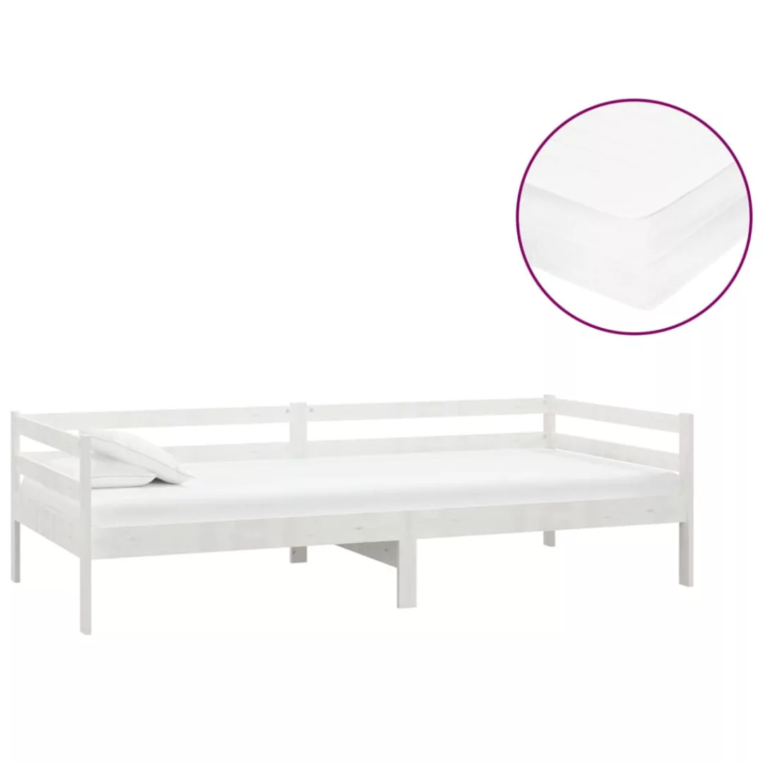 Tagesbett Mit Matratze 90x200 Cm Weiß Kiefer Massivholz günstig online kaufen